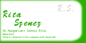 rita szencz business card